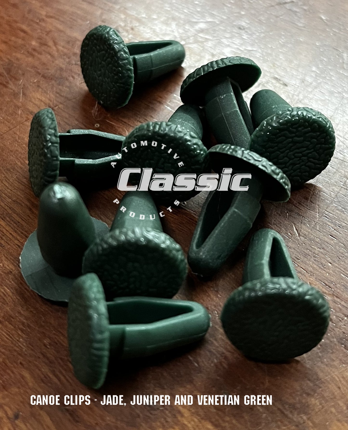 CANOE CLIP - JADE GREEN, JUNIPER GREEN, VENETIAN GREEN (Quantity 10)
