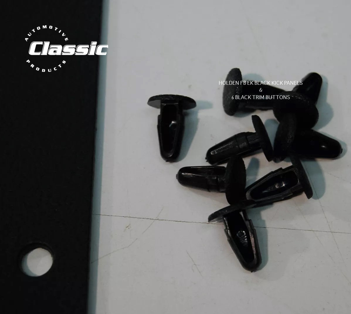 HOLDEN FB EK Side Kick Panels BLACK (pair) Inc 6 Black Trim Buttons