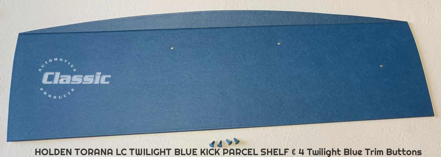 HOLDEN LC TORANA PARCEL SHELF TWILIGHT BLUE & 4 Twilight Blue Trim Buttons