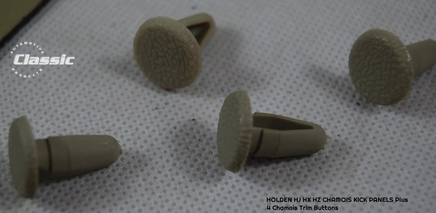 HOLDEN HJ HX Side Kick Panels CHAMOIS (pair) Inc 4 CHAMOIS Trim Buttons
