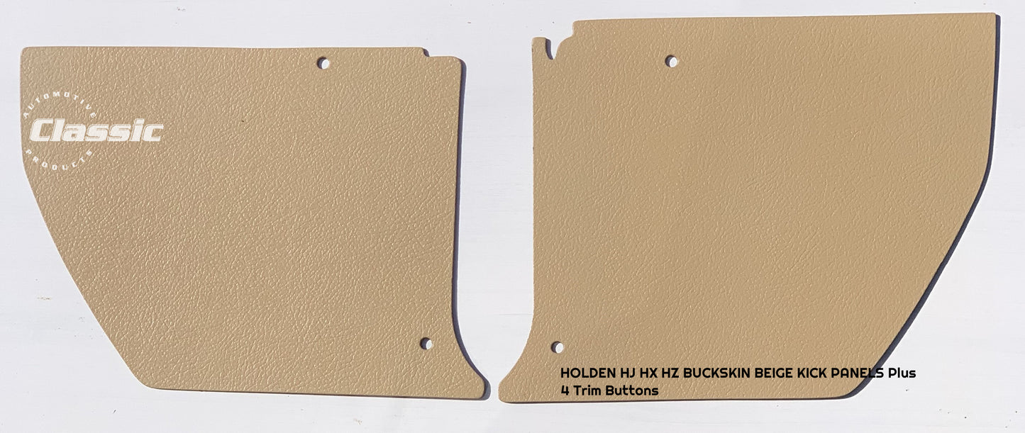 HOLDEN HZ Side Kick Panels BUCKSKIN BEIGE (pair) Inc 4 Trim Buttons