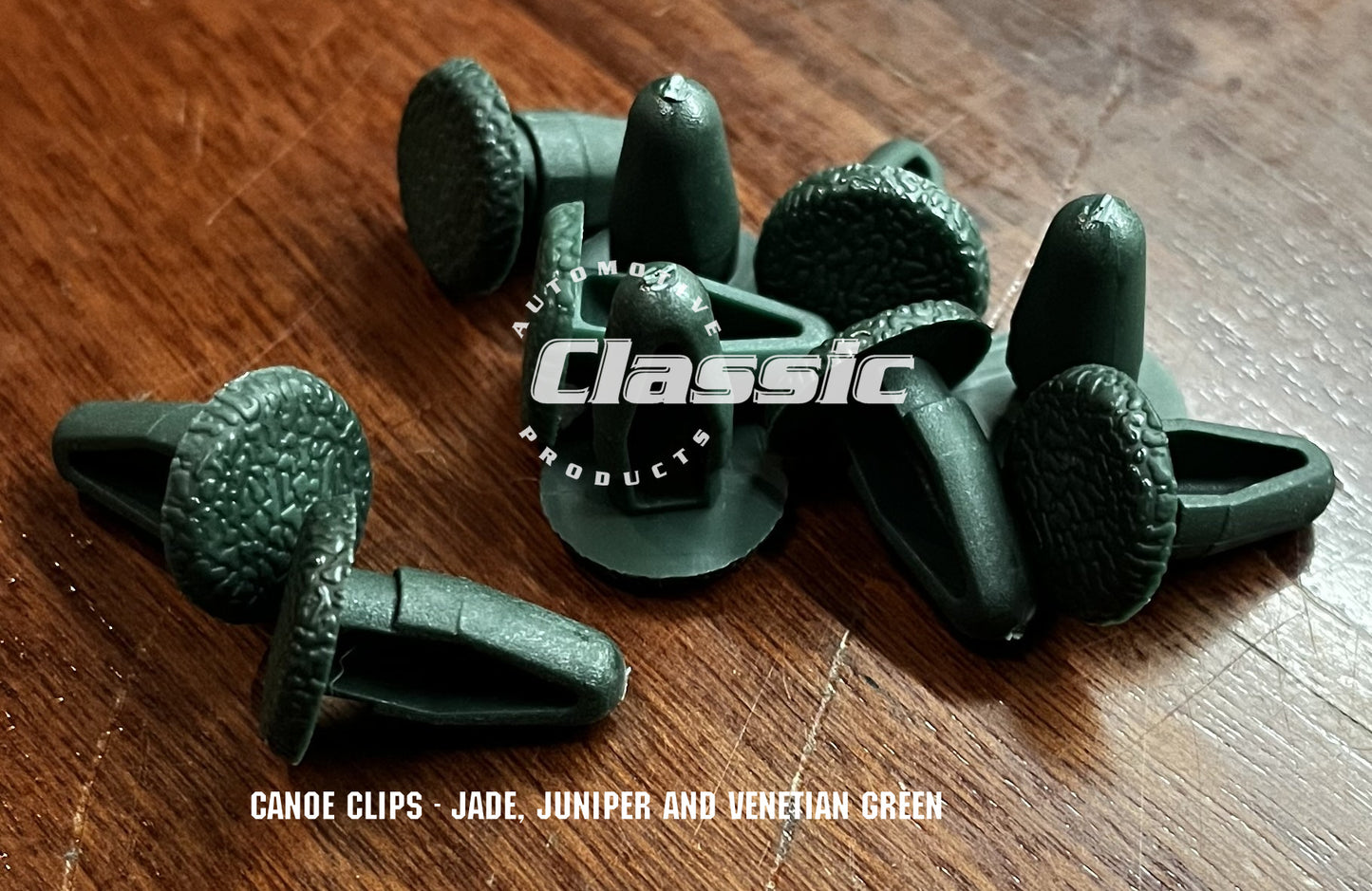 CANOE CLIP - JADE GREEN, JUNIPER GREEN, VENETIAN GREEN (Quantity 10)