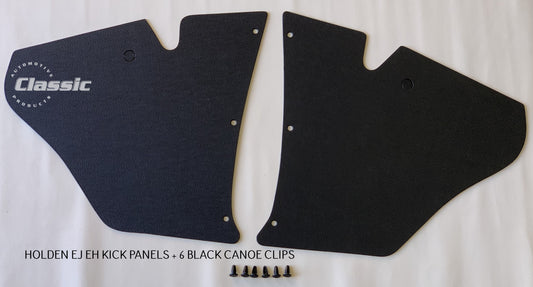 HOLDEN EJ EH Side Kick Panels BLACK (pair) Inc 6 Black Trim Buttons
