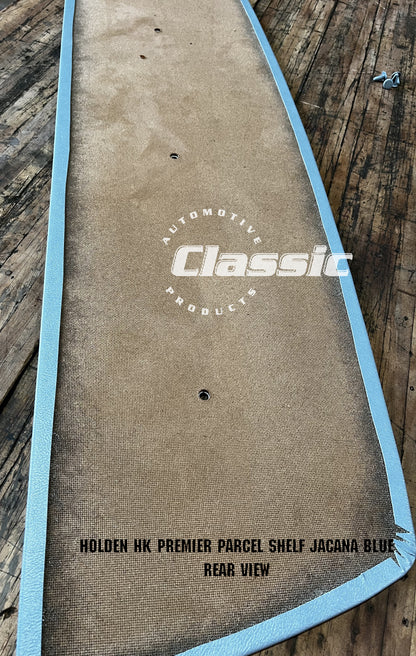 HOLDEN HK PREMIER PARCEL SHELF JACANA BLUE & 4 Jacana Blue Trim Buttons