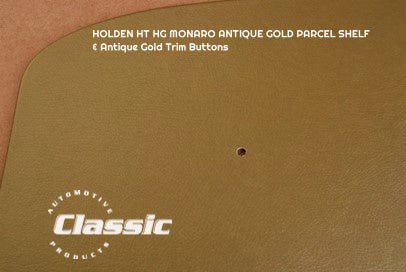 HOLDEN  HT HG MONARO PARCEL SHELF ANTIQUE GOLD & 4 Antique Gold Trim Buttons