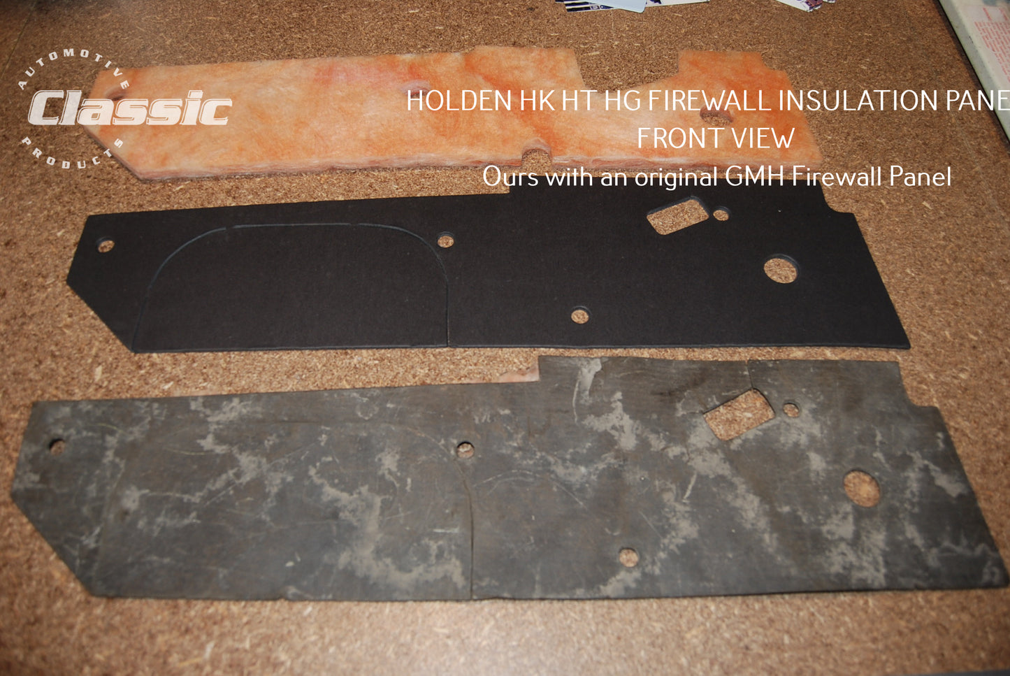 HOLDEN HK HT HG FRONT FIREWALL INSULATION PANEL & 3 NOS PLUGS