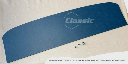 HOLDEN  HT HG MONARO PARCEL SHELF TWILIGHT BLUE & 4 Twilight Blue Trim Buttons