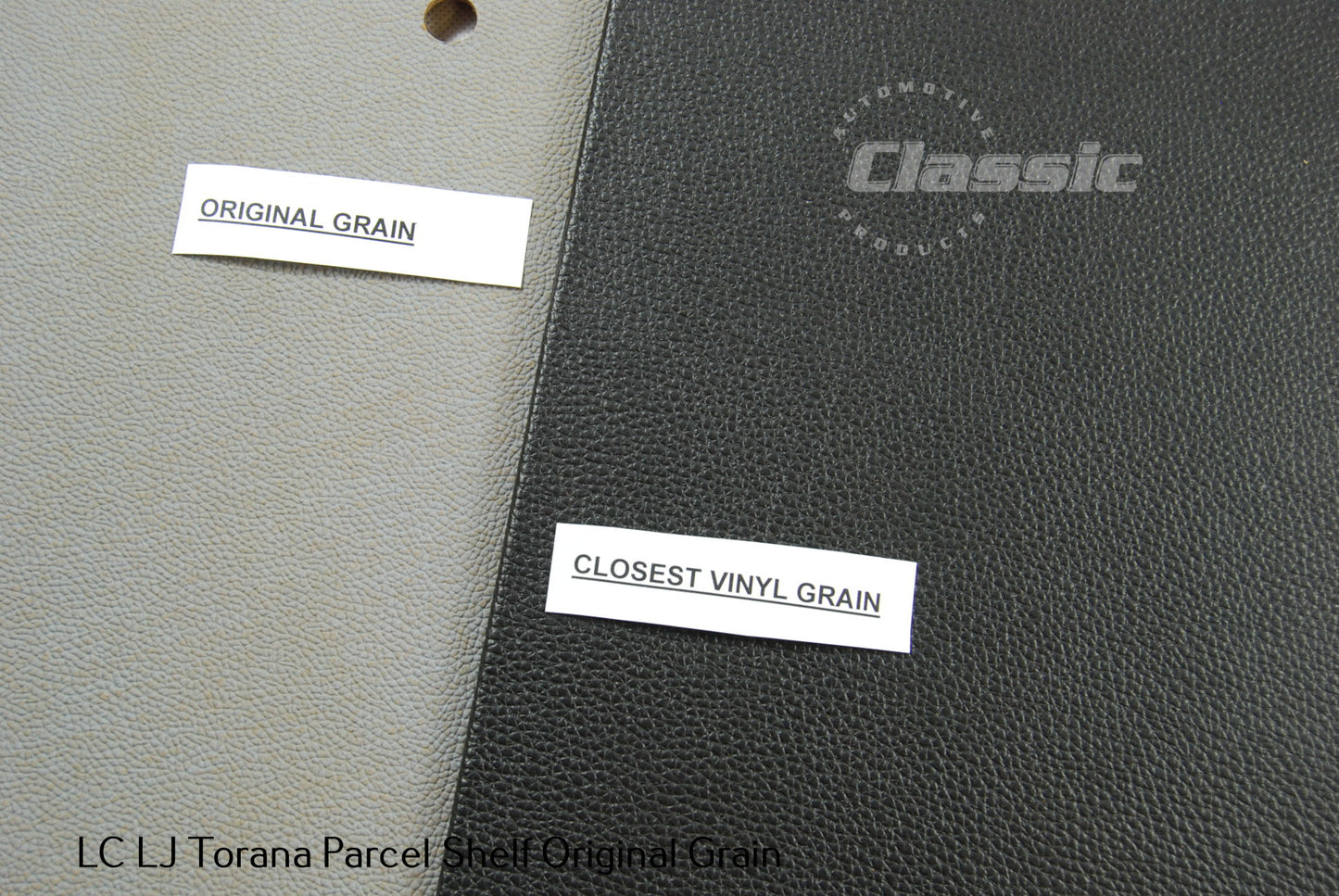 HOLDEN LC LJ TORANA  PARCEL SHELF ORIGINAL GRAIN BLACK VINYL & 4 Black Trim Buttons