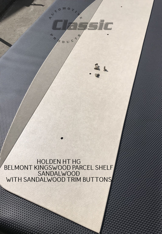 HOLDEN  HT HG BELMONT KINGSWOOD PARCEL SHELF SANDALWOOD & 4 Sandalwood Trim Buttons