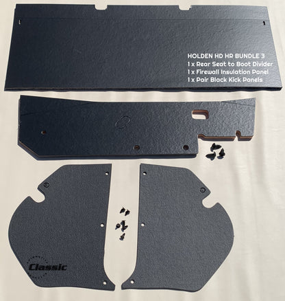 HOLDEN HD HR BUNDLE 3: Rear Seat Panel + Pair Kick Panels + Firewall Insulation Panel