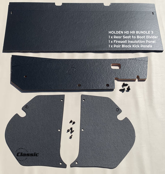 HOLDEN HD HR BUNDLE 3: Rear Seat Panel + Pair Kick Panels + Firewall Insulation Panel