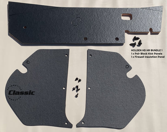 HOLDEN HD HR BUNDLE 1: Pair Black Kick Panels + Firewall Insulation Panel