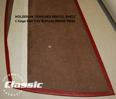 HOLDEN HK BELMONT KINGSWOOD PARCEL SHELF GOYA RED & 4 Goya Red Trim Buttons
