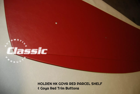 HOLDEN HK BELMONT KINGSWOOD PARCEL SHELF GOYA RED & 4 Goya Red Trim Buttons