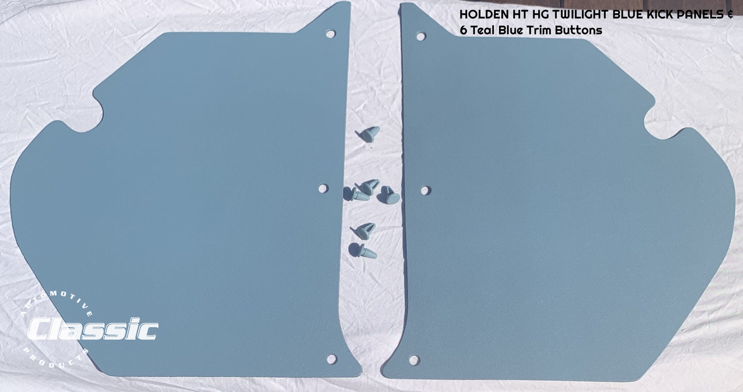 HOLDEN HT HG Side Kick Panels TWILIGHT BLUE (pair) Inc 6 Twilight Blue Trim Buttons