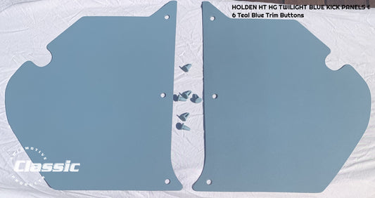 HOLDEN HT HG Side Kick Panels TWILIGHT BLUE (pair) Inc 6 Twilight Blue Trim Buttons