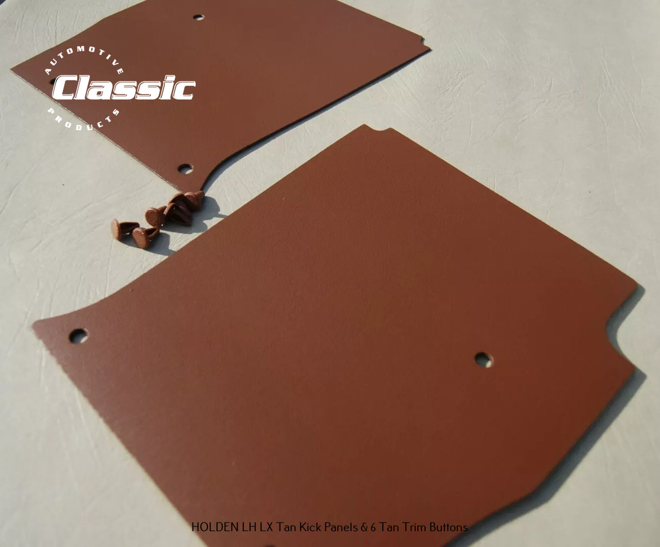 HOLDEN LH LX Side Kick Panels TAN (pair) Inc 6 TAN Trim Buttons