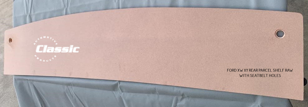 FORD XW XY REAR PARCEL SHELF RAW (ready for painting or covering) WITH SEATBELT HOLES