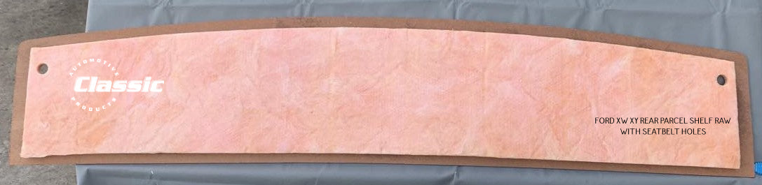 FORD XW XY REAR PARCEL SHELF RAW (ready for painting or covering) WITH SEATBELT HOLES